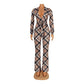 Tight-Fitting Lace-Up Plaid One-Piece Flared Pants