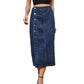 European And American Girls Half Elastic Denim Cargo Pants Casual Skirt