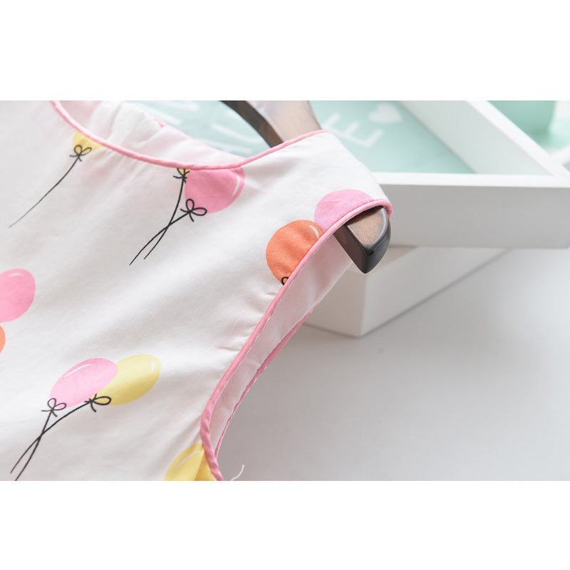 Girls' round neck sleeveless vest skirt