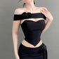 Fashion Flower Slim Fishbone Top