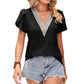 Women's V-neck Lace Short-sleeved Loose Top