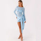Womens Fashionable Round-Neck Lace-Patchwork Long-Sleeve Dress