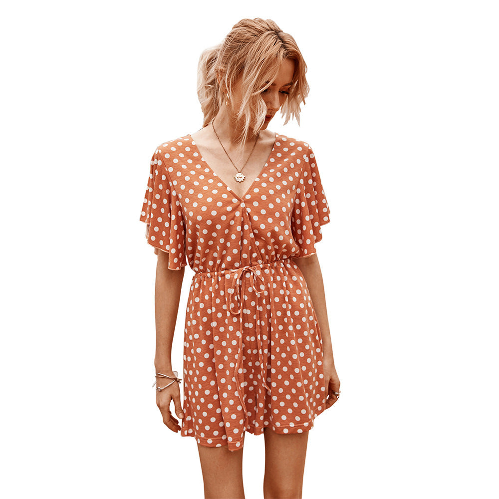 Polka dot waist jumpsuit casual pants