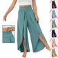 Pantalon de yoga ample fendu, taille haute, élastique, jambes larges, mode femme, vêtements polyvalents