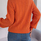 Casual Polo Collar Solid Color Plaid Long Sleeve Knitted Pullover Sweater