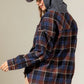 Women's Brushed Woolen Long-sleeved Hooded Shirt Plaid Coat