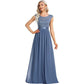 Robe tendance à col rond et coutures en dentelle