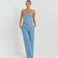 Ensemble haut tube en denim à paillettes et pantalon large