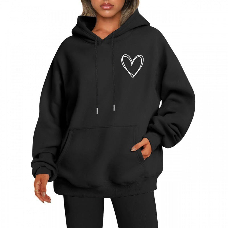 Sweat à capuche brossé style coréen pour femme, style décontracté