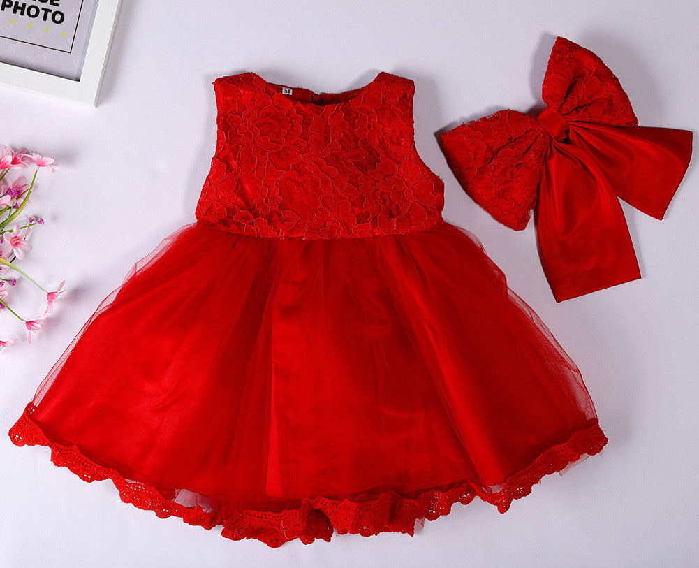 La nouvelle robe à nœud pour bébé Âge 0-2 ans bébé pleine lune enfant jupe en gaze