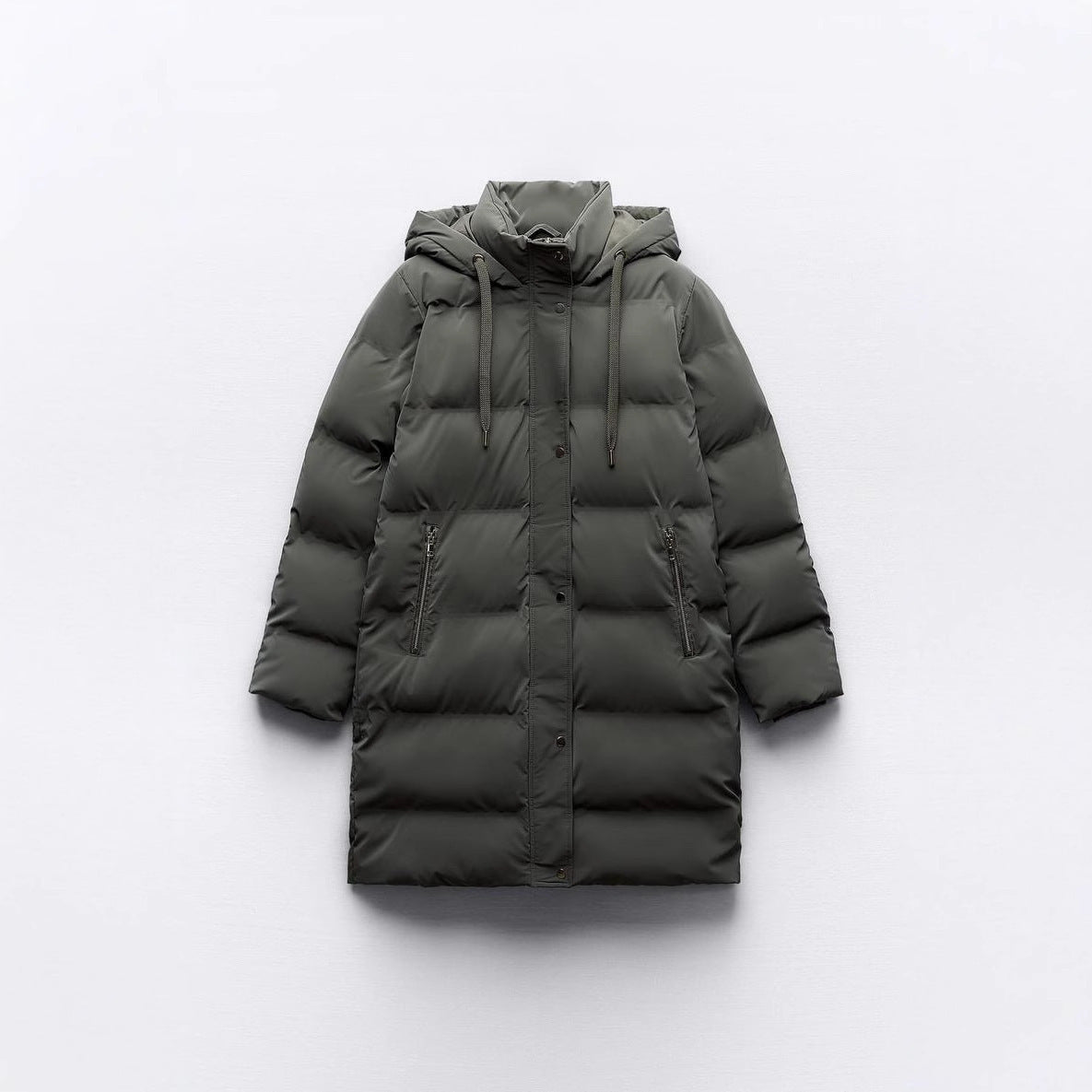 Veste en coton à capuche, coupe ajustée, amincissante et chaude, manteau long