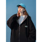 Unisex Color Matching Plaid Loose Long-sleeved Hooded Loose Double-sided Coat