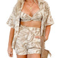 Women's Elegant Casual Fashion Short Sleeve Printed Shirt And Shorts Suit