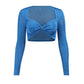 V-neck Solid Color Slim Long-sleeved Top