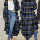 Fashion Plaid Button Pockets Long Sleeve Jacket Waist Coat
