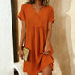 Cotton-linen Drawstring Short-sleeve Dress