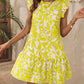 Women's Round Neck Printed Ruffles Dress