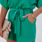 Women's V-neck Short Sleeve Waist Tie Loose Jumpsuit