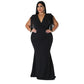 Women's Plus-Size Tassel V-Neck Long-Sleeve Slim-Fit Dress