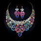 Fast selling explosion, Middle East, Europe and America, colorful exaggerated bride necklace, earring set, alloy color plating