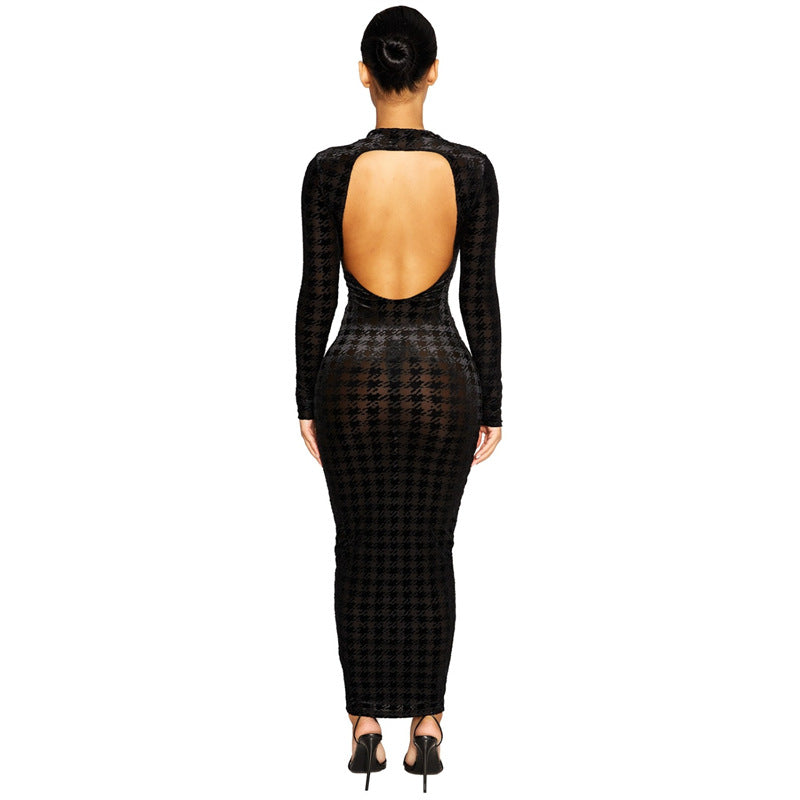 Women's Solid Color Tight Long Sleeve Dress