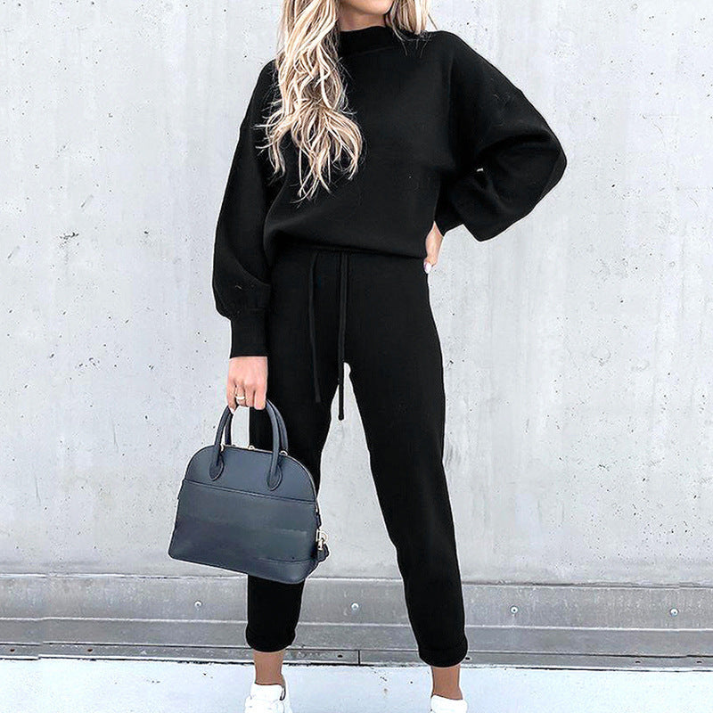Autumn And Winter Long Sleeve Fleece Fashion Casual Sweater Suit