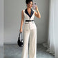 European And American Elegant Style Tube Top Straight-leg Trousers