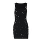 Personalized Slim Fit And Slimming Nail Bead Sleeveless Hip Hugging Dress