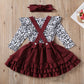 Leopard Print Children's Romper Strap Lace Skirt Girls Set