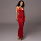 Sling Dress Color Ruffles High Waist Dress