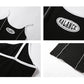 Letter print suspender skirt