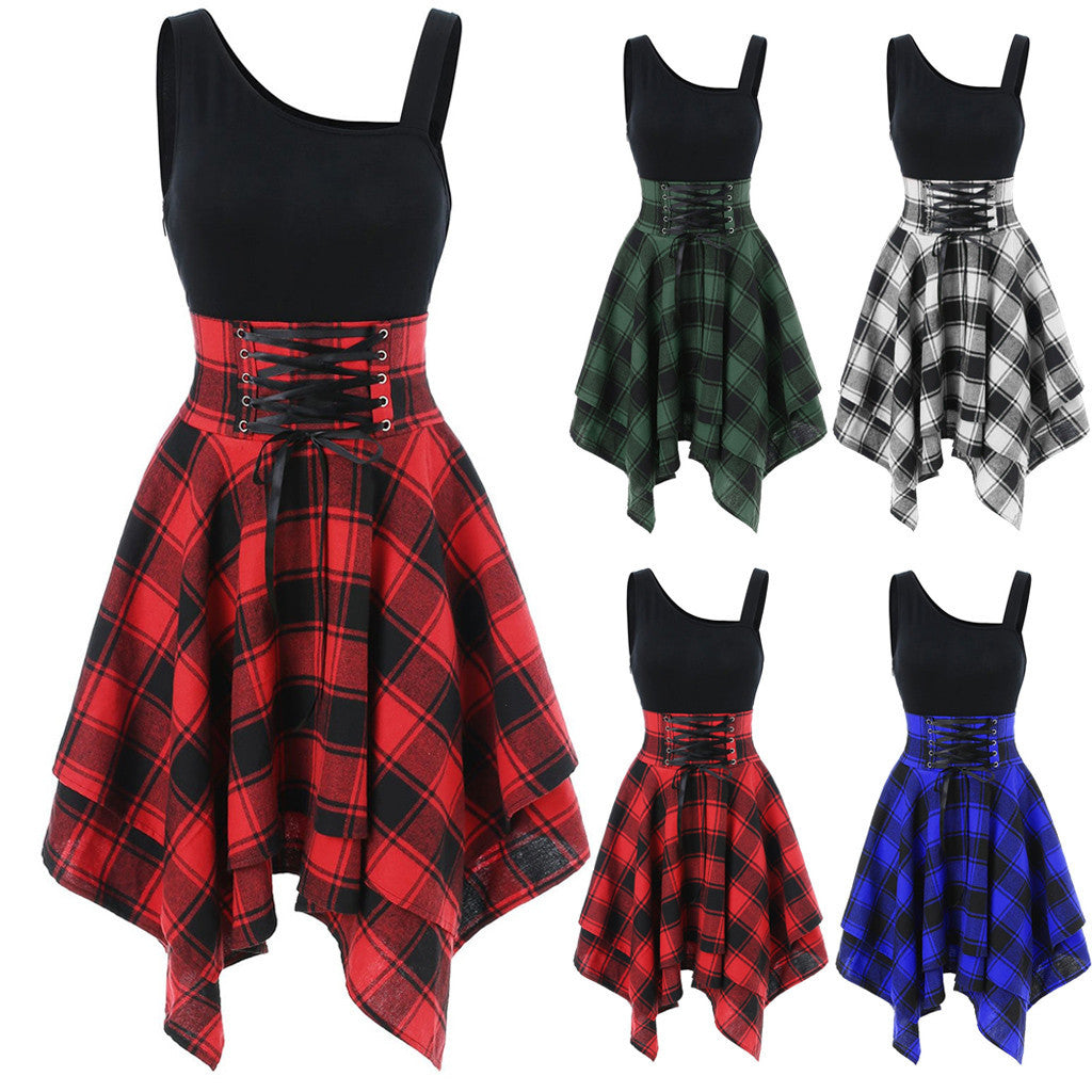 Irregular plaid dress