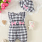 New Baby Girl Bow Plaid Jumpsuit