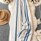Striped Digital Printing Wide Leg Leisure Slim Fit Tied Cropped Pants