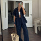 European And American Style Fashion Casual Set Women's Overalls Style Drawstring Pocket Two-piece Women's Clothing