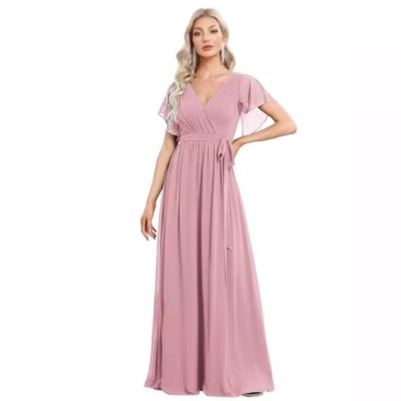 V-neck Chiffon Dress Women