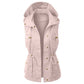 Women's Fashion Solid Color Work Vest Hooded Drawstring Coat