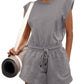 Solid Color Waist Drawstring Fashion Casual Jumpsuit