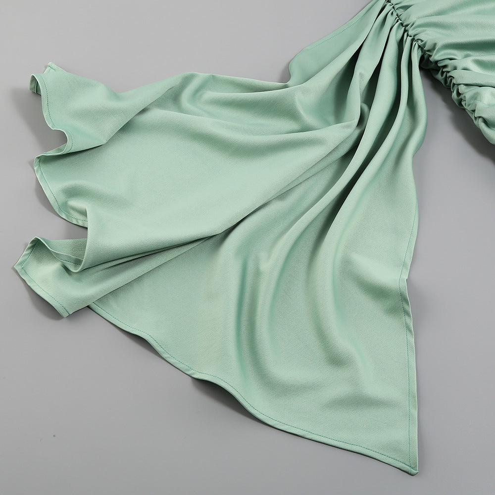 Women's Strapless Pleated Satin Dress