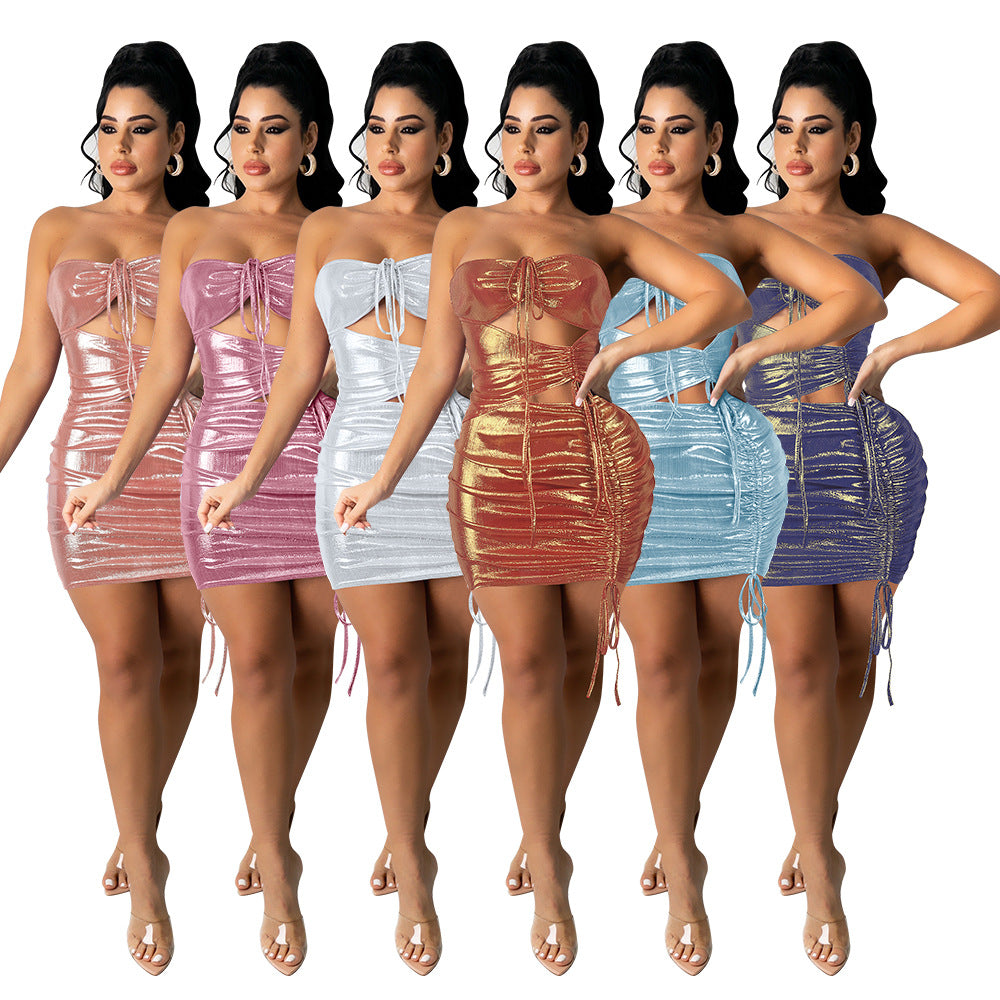 Chest Wrapped Hanging Neck And Buttocks Irregular Dress