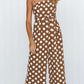 Sleeveless strapless polka dot long jumpsuit