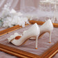 Women's Stiletto Heel Bride Wedding Dress Shoes White