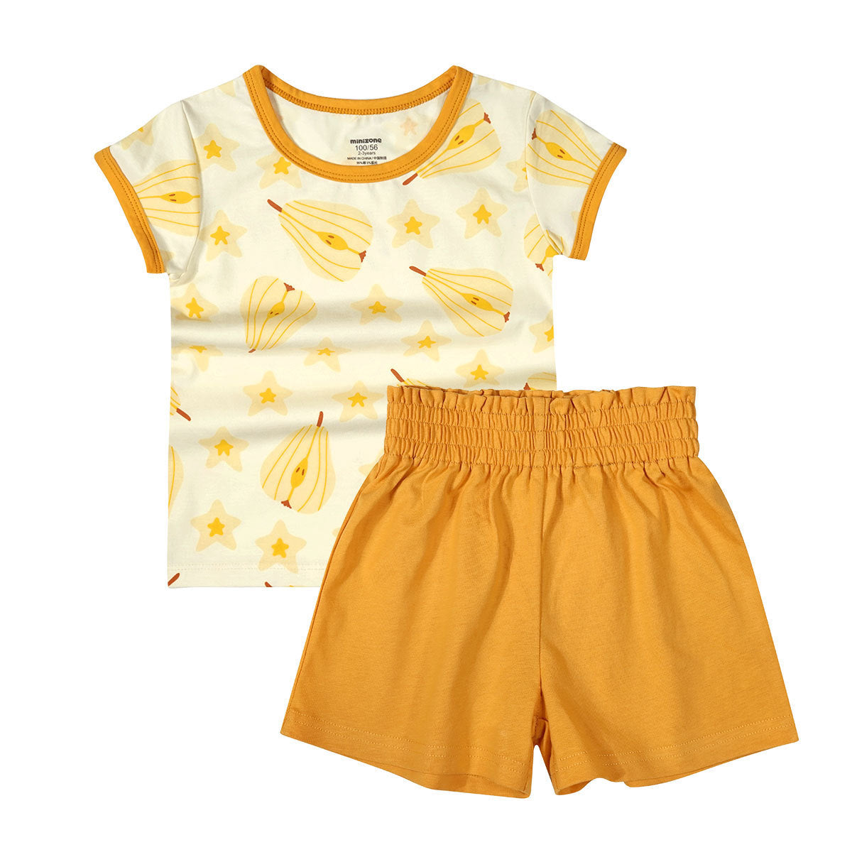 Minizone Girls Short-sleeved Suit A-Line Shorts Pure Cotton Comfortable Girl Summer Thin Baby Foreign Style
