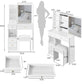 29.2 Small Space Left Drawer Desktop Vanity Table  Cushioned Stool, Extra Large Right Sliding Mirror, Multi Layer High Capacity Storage, Practical Fashionable Dresser, Suitable For Small Space
