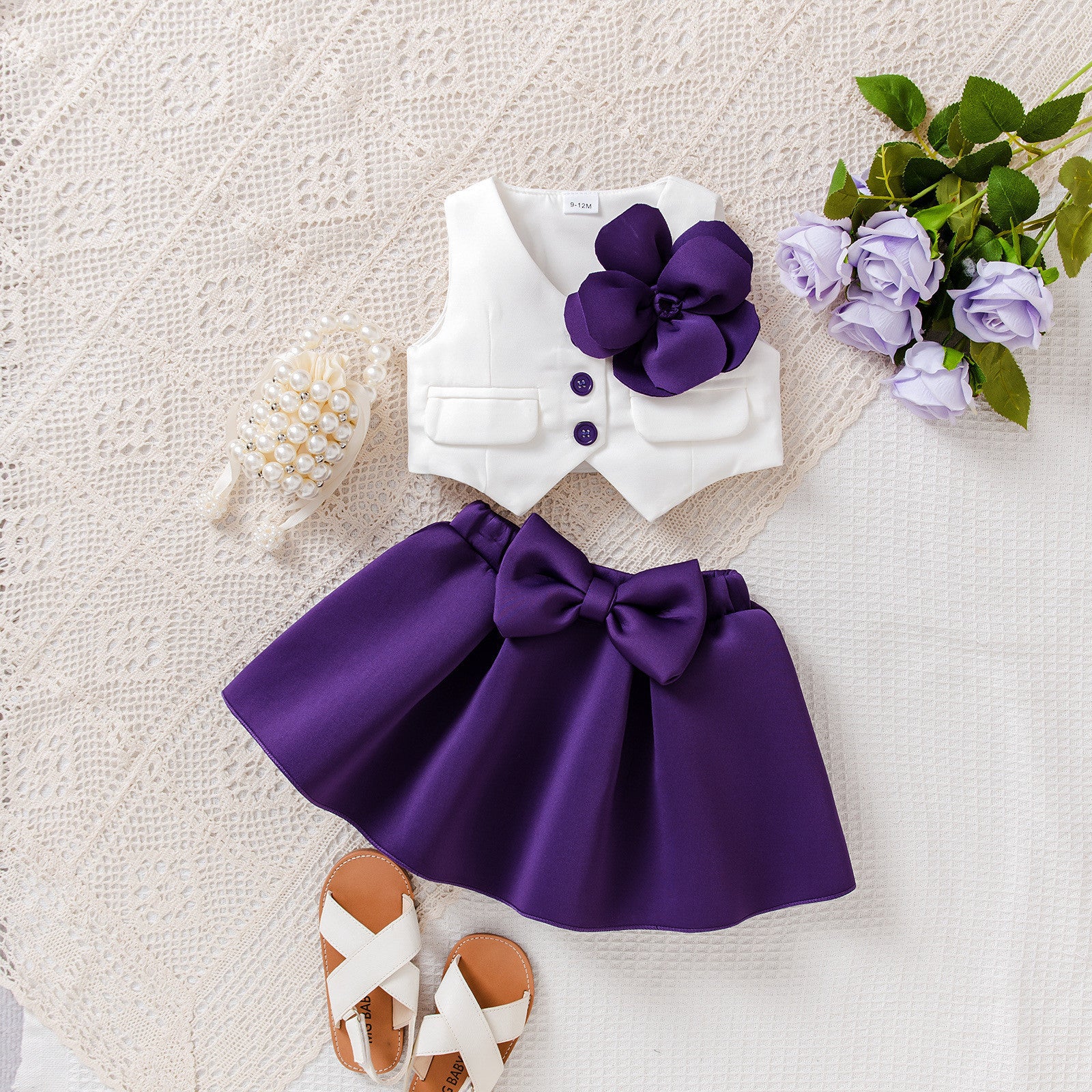 Girl's Outerwear Sleeveless Top And Skirt