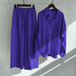 Ensemble 2 pièces rétro grande taille pour femme, chemise en coton et lin, pantalon ample taille haute