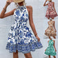 Fashion Floral Halter Waist Ladies Dress