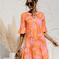 V-neck Flared Sleeves Cake Stitching Dress