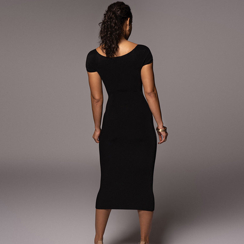 European And American Women's Clothing Art Tight One-step Dress