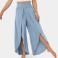 Pantalon de yoga ample fendu, taille haute, élastique, jambes larges, mode femme, vêtements polyvalents
